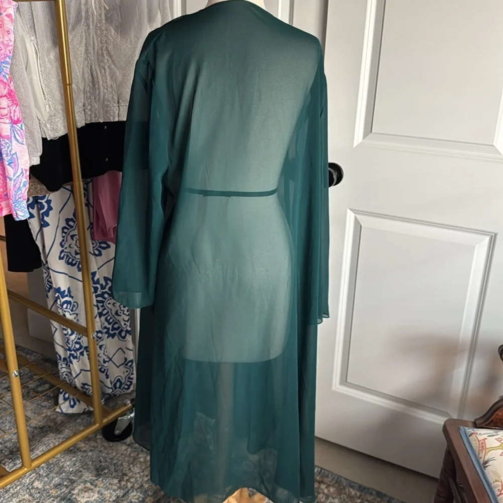 Mother Of The Bride Knee Length Chiffon Lace Formal Dress Teal Green SZ 12 NWOT - Picture 11 of 14